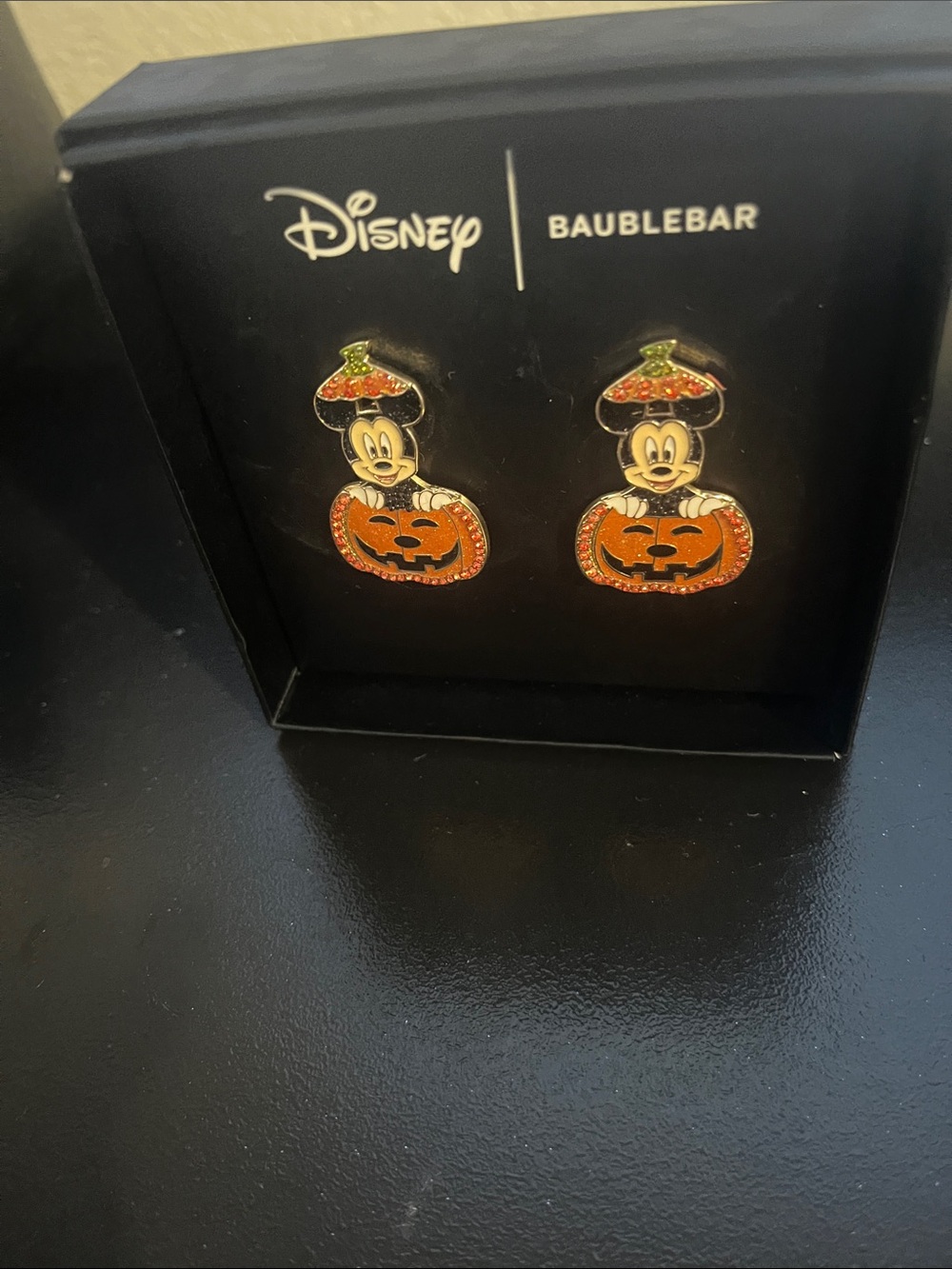 BaubleBar Disney Kids Pumpkin Mickey Earrings - Orange & Black